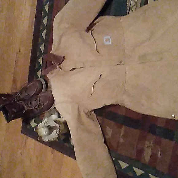 🫎 CARHARTT Red Quilted COVERALLS VNUC RARE 40 Tall UniSex - Picture 2 of 16